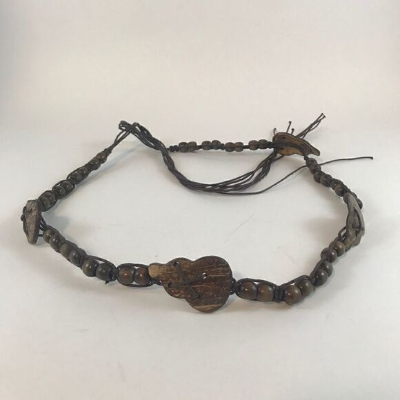 Vintage Accessories - Vintage Bead and Coconut Rope Belt
